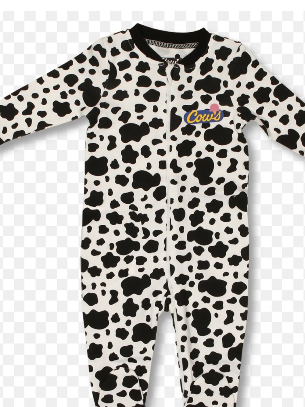 Cow-Print Footed One-Piece Pajamas - Black & White